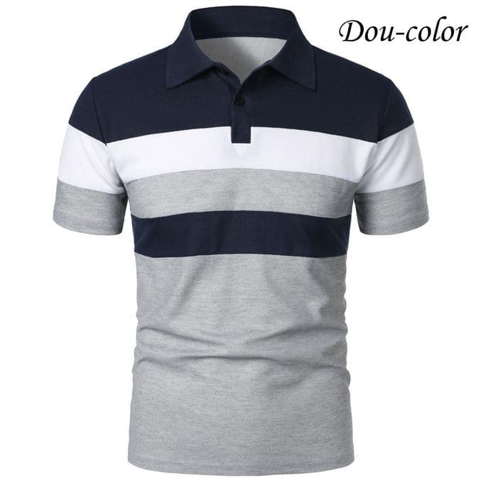 Dou-color Men’s Three-Tone Business Polo T-Shirt